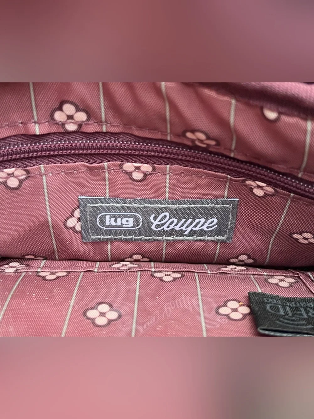 Lug Coupe Convertible Crossbody Bag with Basketweave Pattern in Purple/Plum.